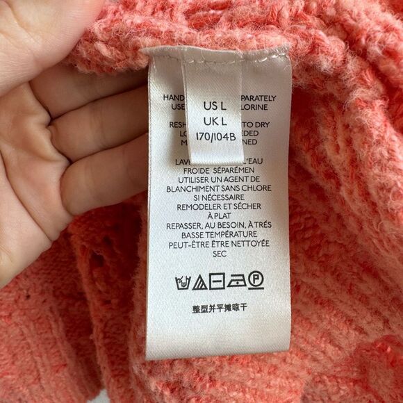 Free People Sunset Cruise Orange Sorbet Oversize Boho Travel Cardigan Size Large - Picture 6 of 9